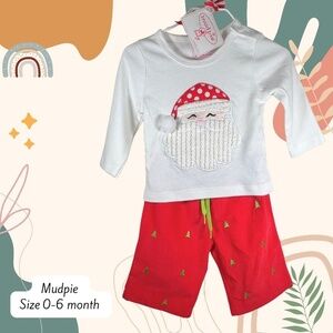 Mudpie size 0-6 month two piece Christmas set